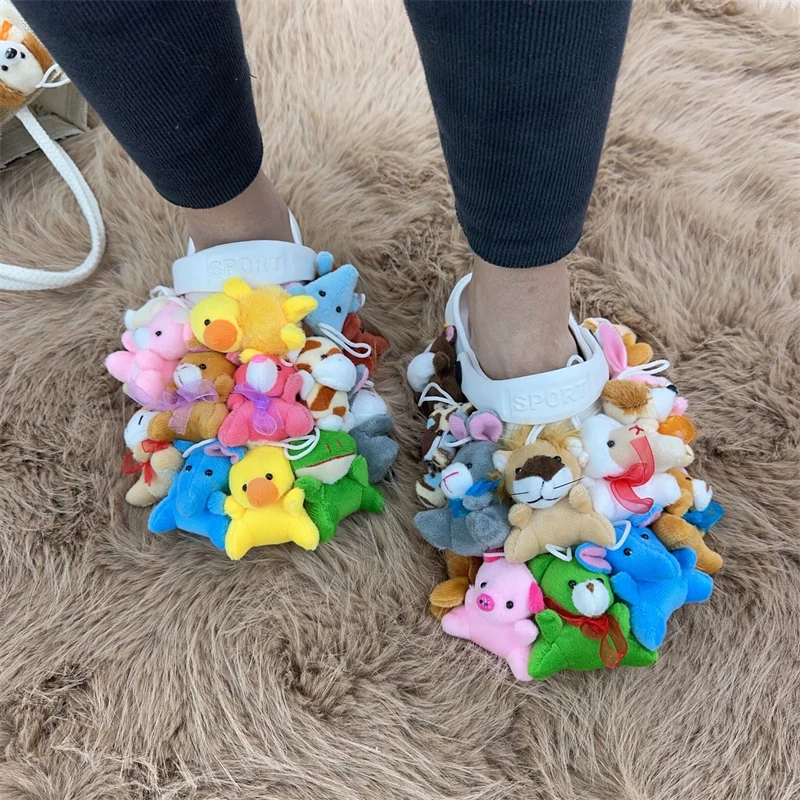 Home Slippers Women Summer Slippers Furry Flip Flops House Shoes Cute Teddy Bear Slides Plush Pantuflas  Cheap Slides