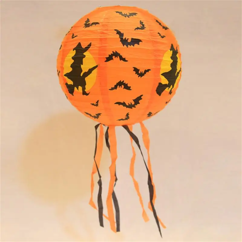 Horror Bat Kids Birthday Party Supplies Portable Lampion Lantern Halloween DIY Decor Halloween Paper Pumpkin LED Hanging Light