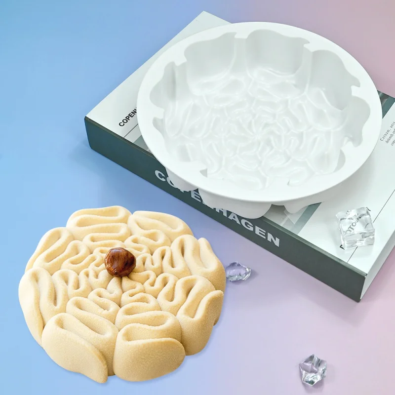 Single Circular Labyrinth Mousse Cake Mold Wave Pleated Chocolate Dessert Silicone Baking Mold