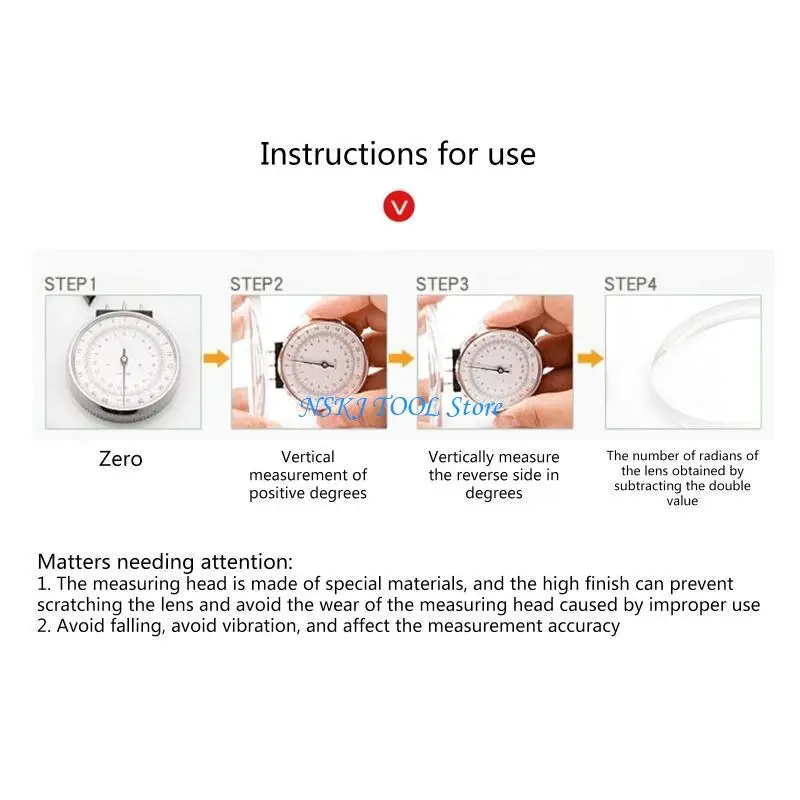 

L8RC Eyeglasses Lens Measure Stainless Steel Power Clock Radiant Table for Glasses