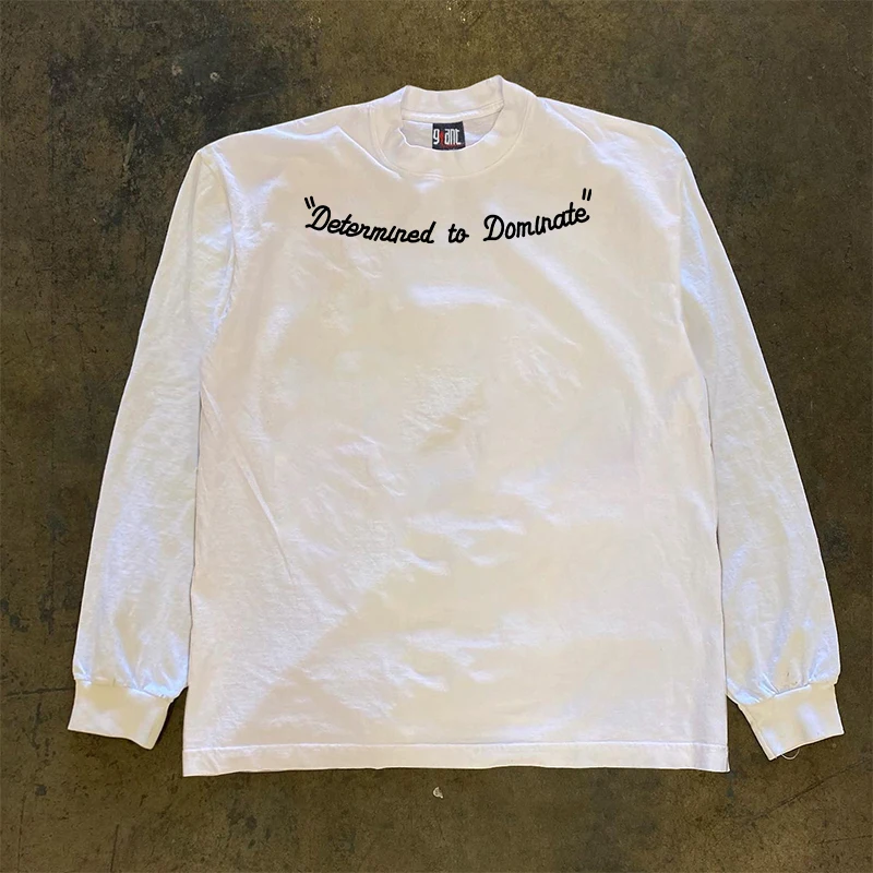 

Футболка оверсайз из 100% хлопка (300 г/м²) с длинным рукавом, уличный стиль, с буквенным принтом, высокое качество