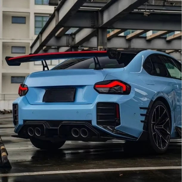 Auto Parts Fits  M2 G87 Rear Spoiler Dry Carbon Fiber Gloss Black Rear Trunk Roof Spoiler Wing Modification Spoiler Bracket