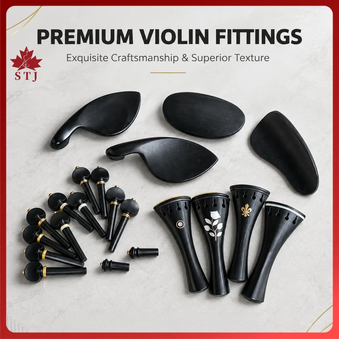 1 Sets Ebony Viola Accessories Viola Parts Fittings Tailpiece + Tuning Pegs + Endpins + Chin Rest/Chin Holder