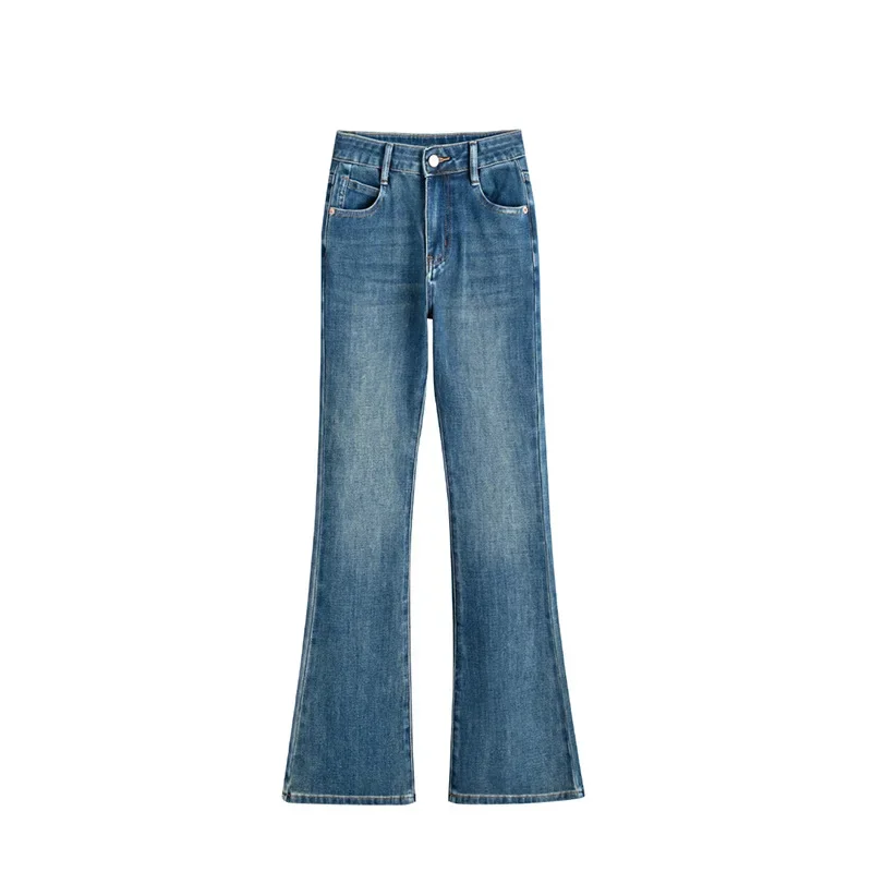 High Quality Retro Slim-fit High-waisted Jeans, Spring and Autumn New Comfortable Denim Micro-flare Pants for Women Long Pants