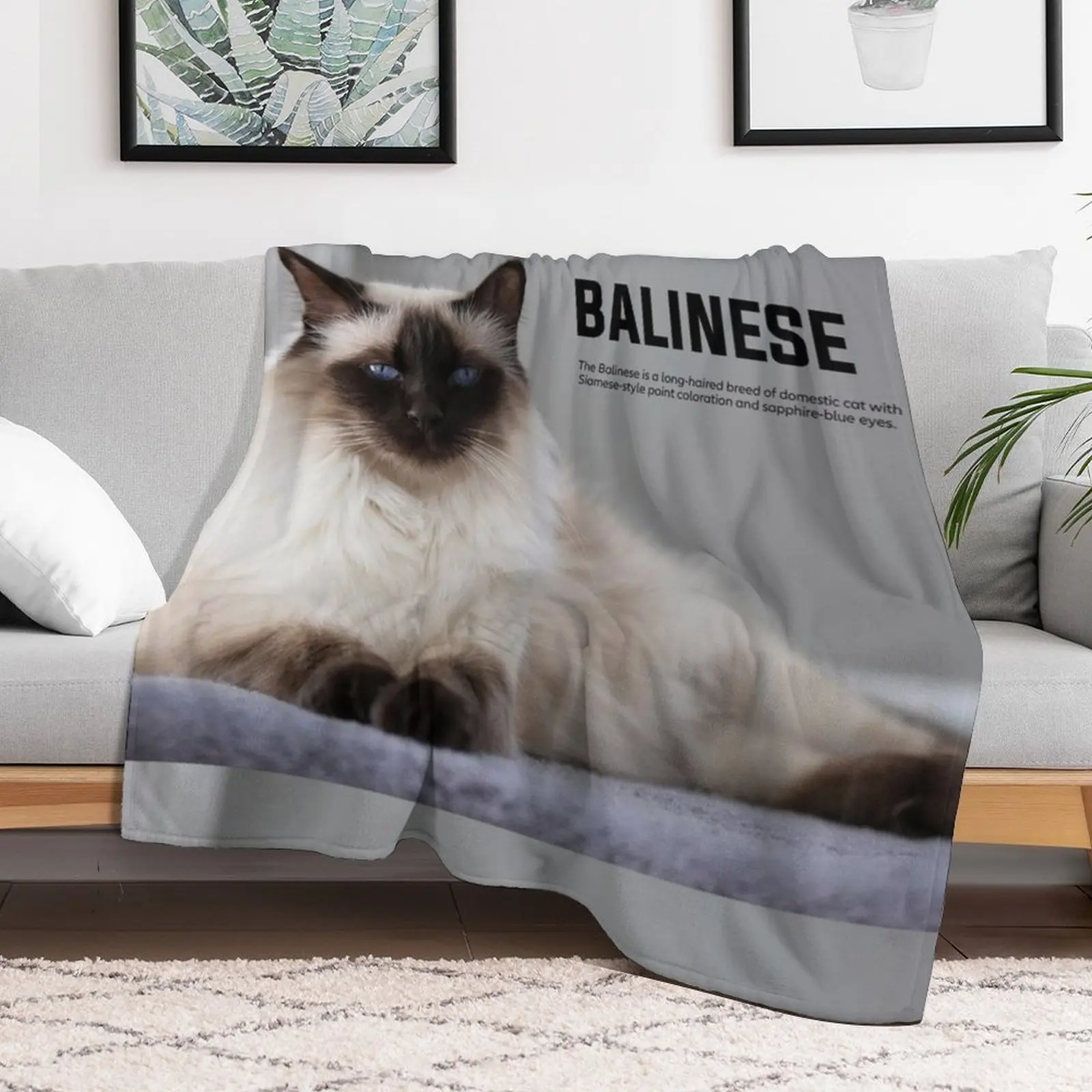 Balinese Cat Breed Throw Blanket Picnic Plaid heavy to sleep Blankets