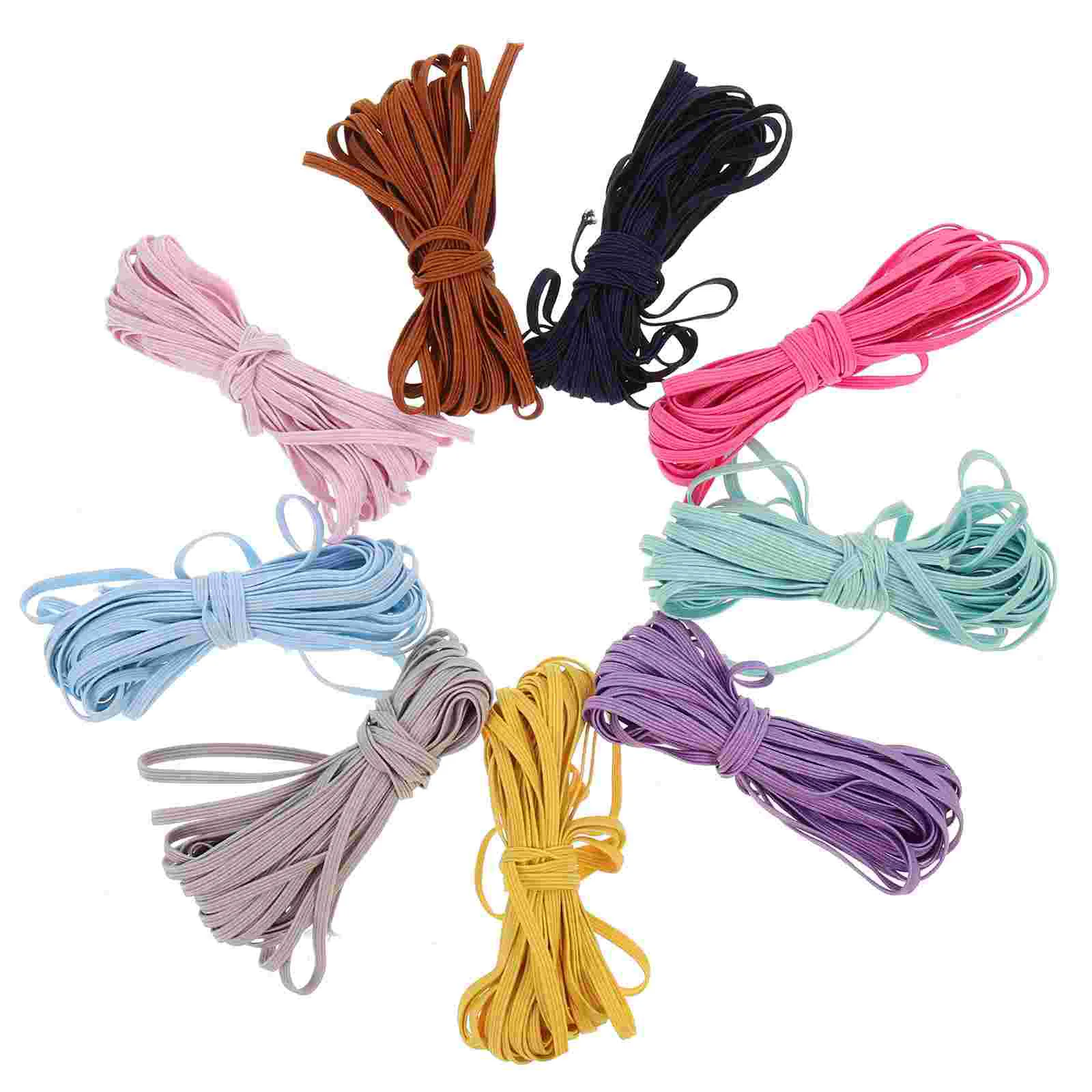 

9 Pcs DIY Flat Elastic Band Strap Mask Belt Colorful Nylon Freely Cutting Elastics