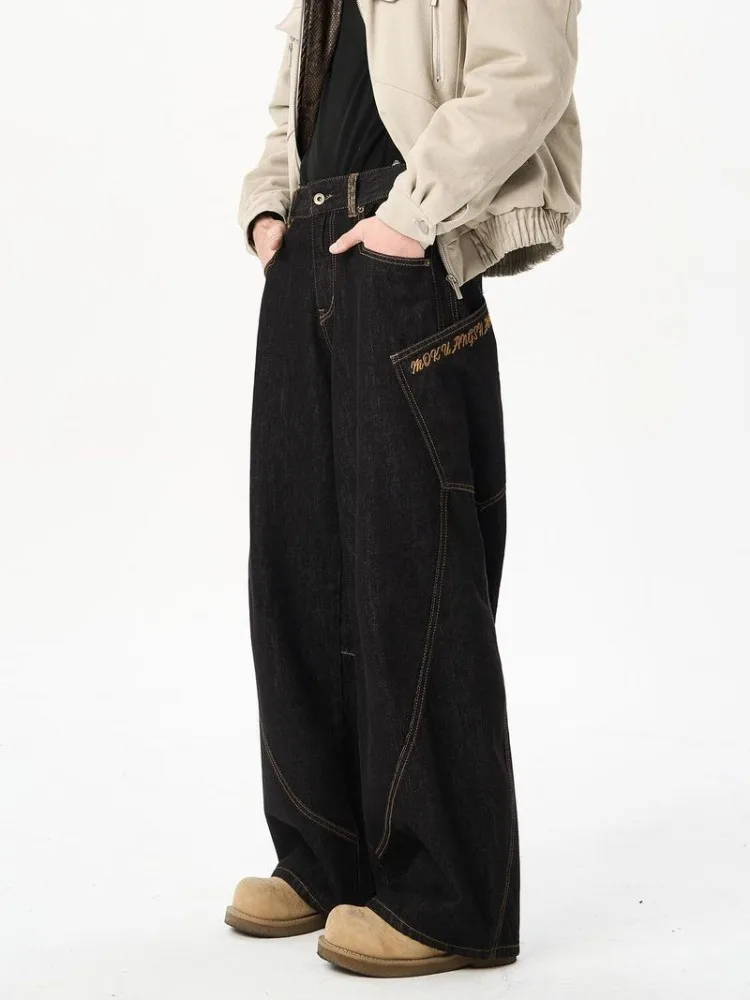 

American Style Vintage Washed Straight Jeans Men Y2K Streetwear Fashion High Waist Loose Wide Leg Pants 2025 New Casual Jeans