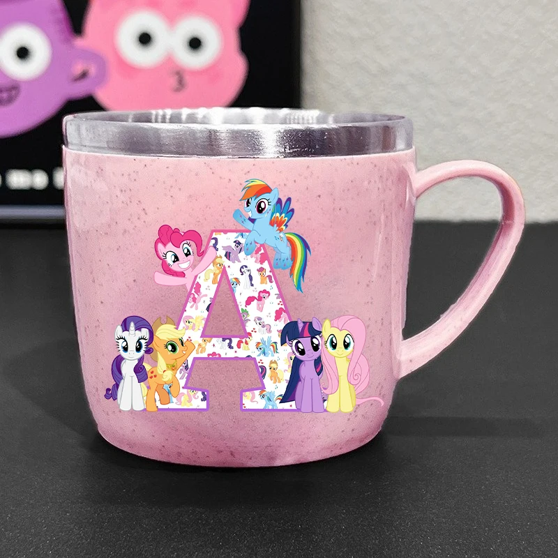 Taza de Agua con Diseño de My Little Pony, Unicornio, Letras de la A a la Z, para Niñas, Taza para Enjuague Bucal, Taza de Leche para Niños, Regalo Infantil