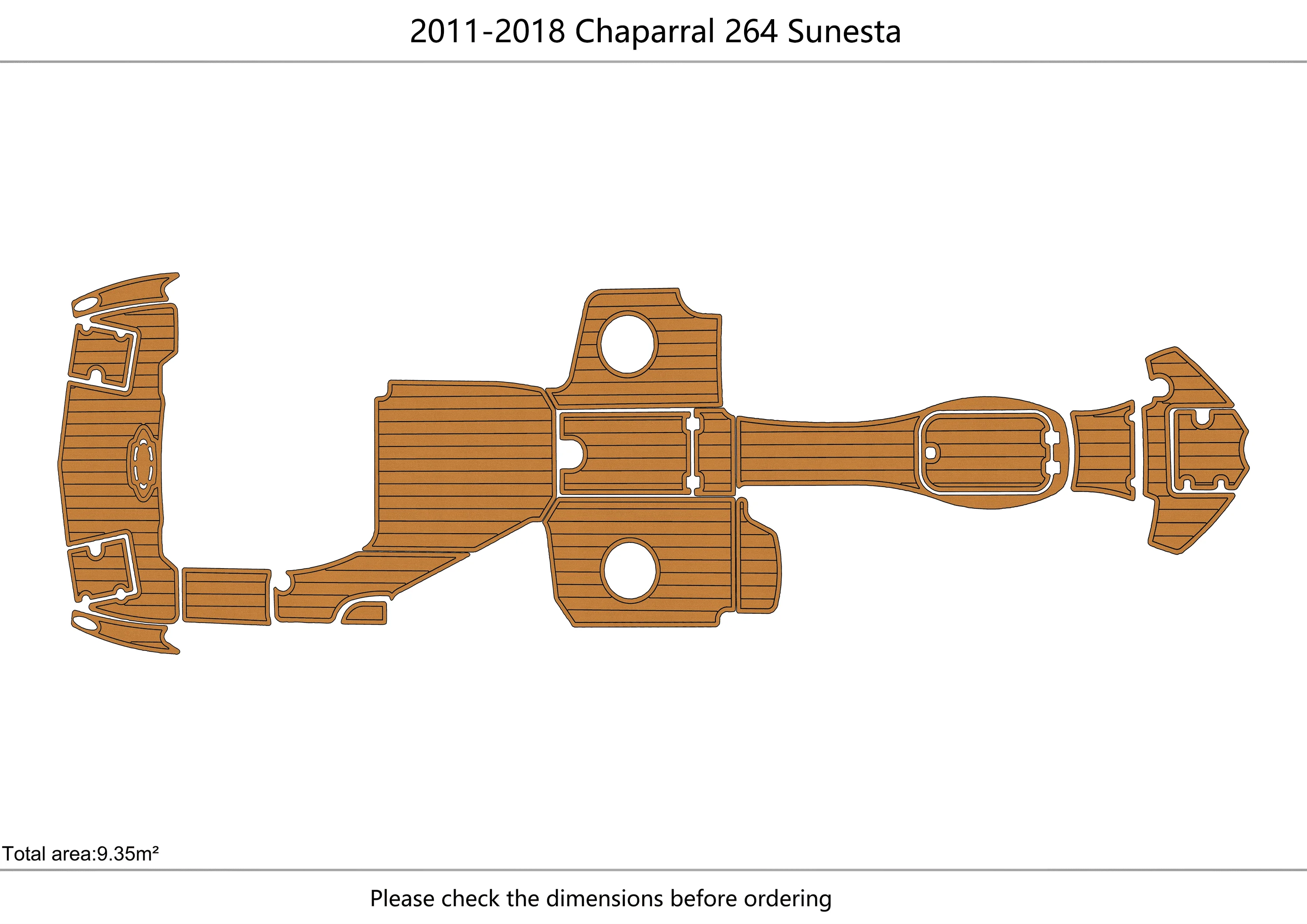 Marine Faux Teak EVA Non-Slip Mat -2011-2018 Chaparral 264 Sunesta Self-Adhesive 1/4