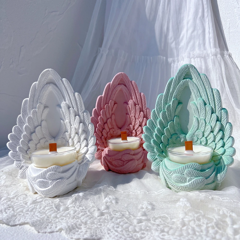 

Angel Wings Silicone Candle Mold for Candle Holder Tea Light Cement Candlestick Jar Gypsym Concrete Succulent Planter Mould