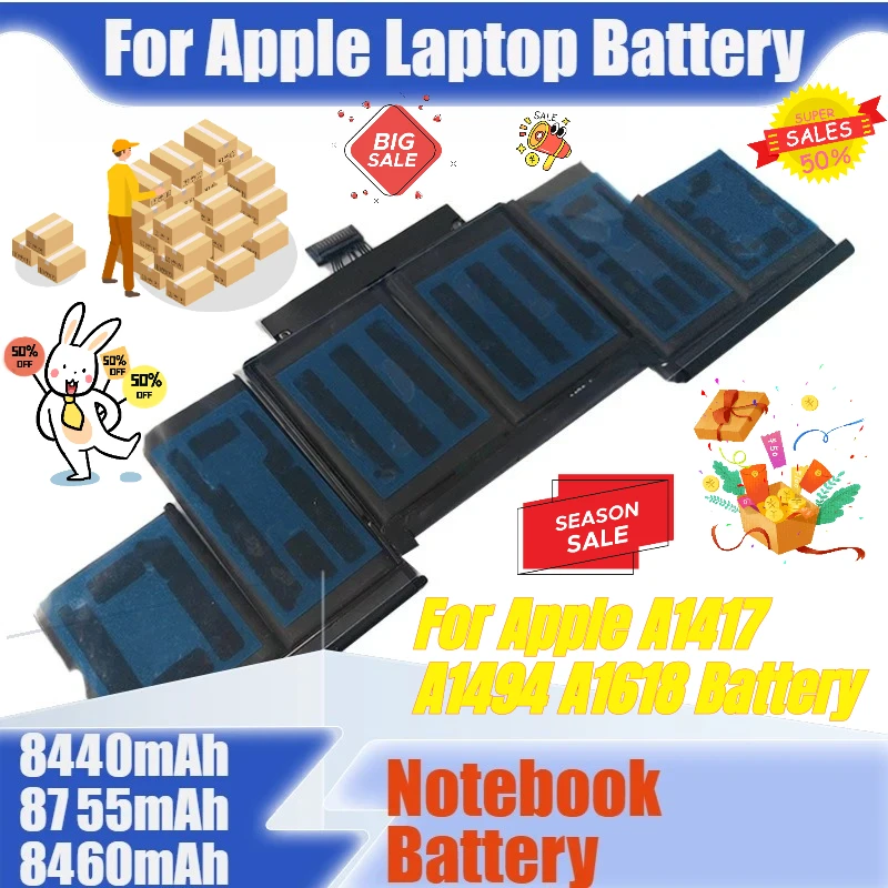 

8440/8755/8460mAh Laptop Batteries for Apple A1417 A1494 A1618 MacBook Pro 15 "A1398 Laptop Battery