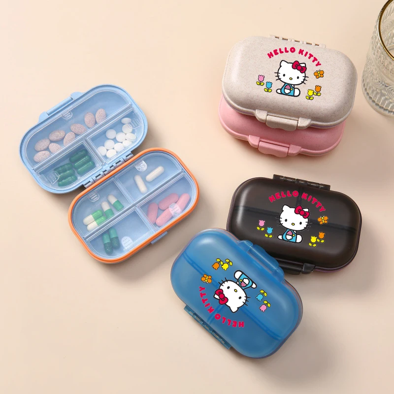 Sanrio Hello Kitty Cartoon Portable Pills Organizer Case 7 Grids Pillbox Tablet Storage Container Weekly Medicine Pill's Box