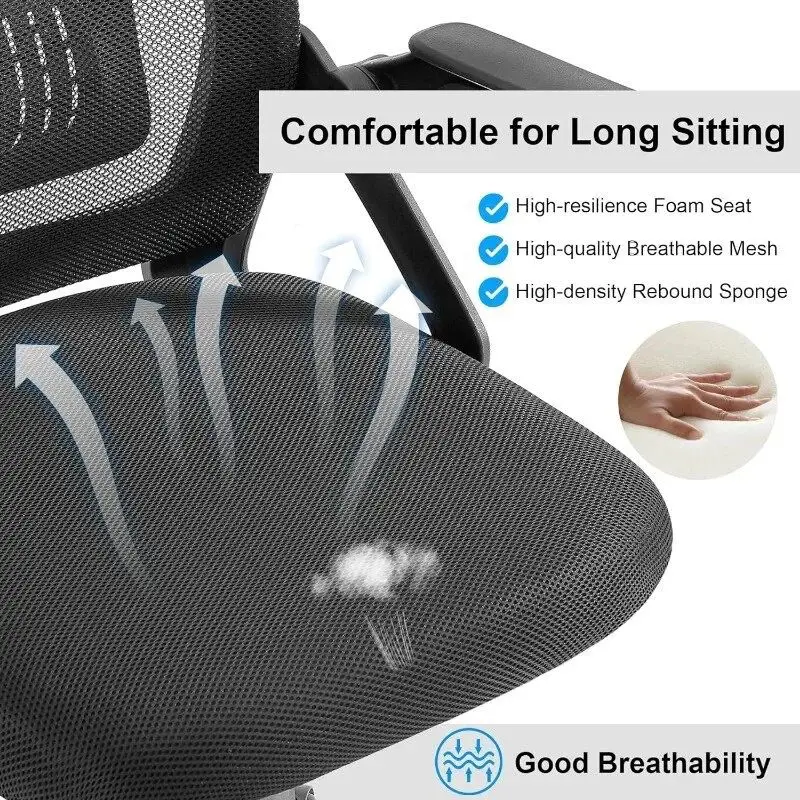 Mid-Back Swivel Ergonomic Office Chair with Adjustable Arms Mesh Lumbar Support for Computer Task Work