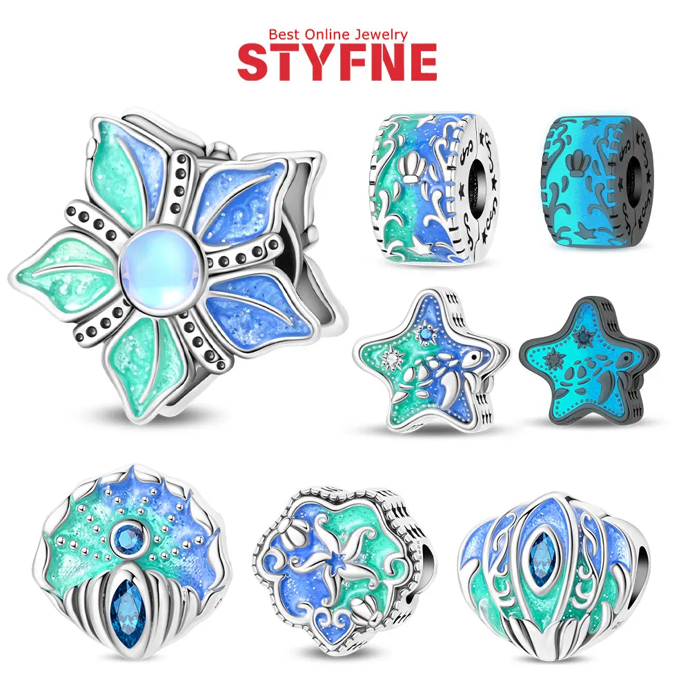 Charms Silver 925 Glow In The Dark Marine Animal Charms Starfish Seashell Hippo Beads For Women