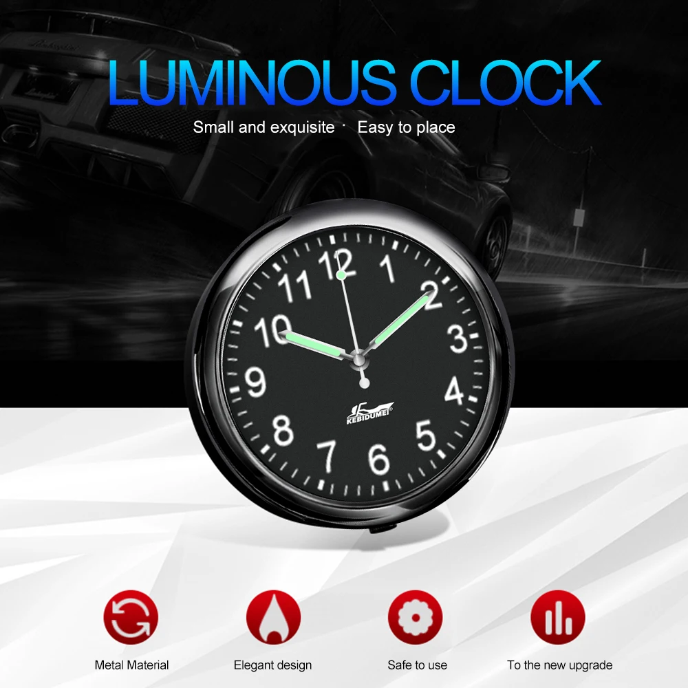 Car Luminous Clocks Automobiles Internal Stick-On Mini Digital Watch Mechanics Quartz Clocks Auto Ornament Car Accessorie