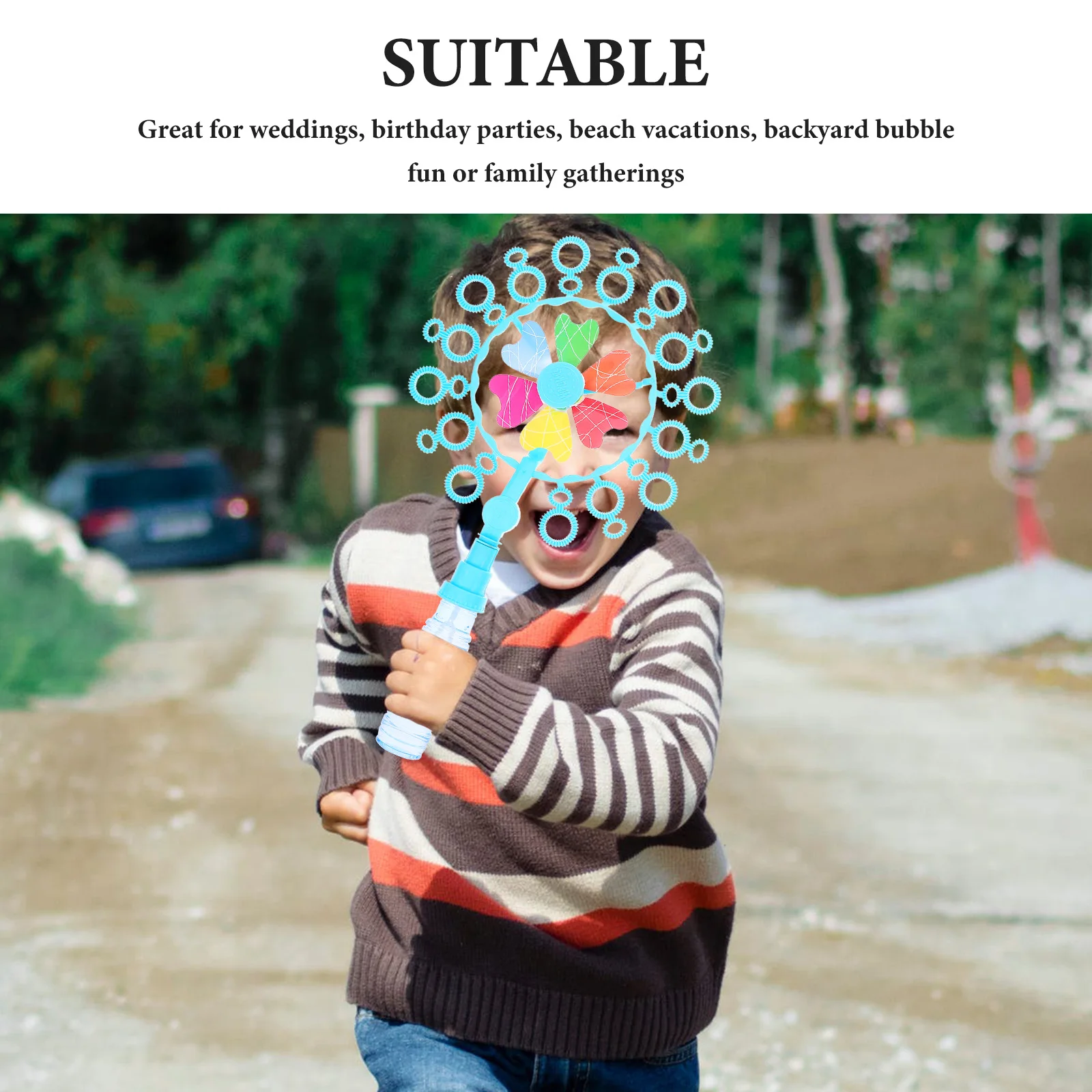 ブルー風車 ABS 安全バブルメーカー子供のおもちゃバブルメーカーバブルブロワー屋外屋外楽しい誕生日パーティー