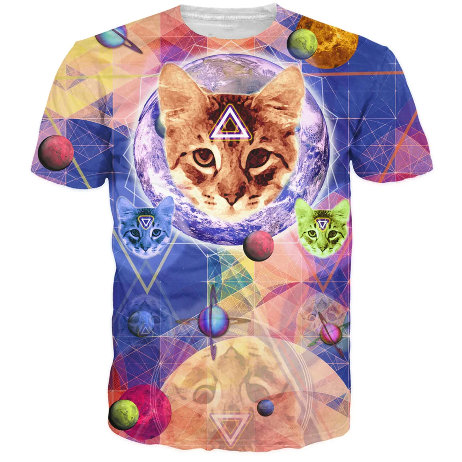 Funny 3D Men\'s T-shirt Fun Cat Print Graphic Short Sleeve T-shirt for Men/Women/Child Y2k Casual Oversized Streetwear Tees Tops