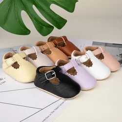 Newborn Baby Shoes Classic Stripe Leather Boy Girl Shoes Multicolor Toddler Rubber Sole Anti-slip First Walkers Infant Moccasins