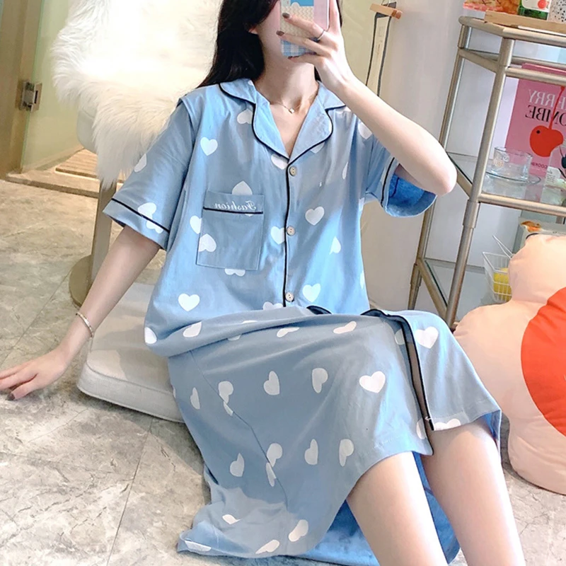 Cotton Cardigan Nursing Sleepwear Short Sleeve Striped Maternity Dresses Breastfeeding Pajamas Womens Loungewear Maternity Gowns