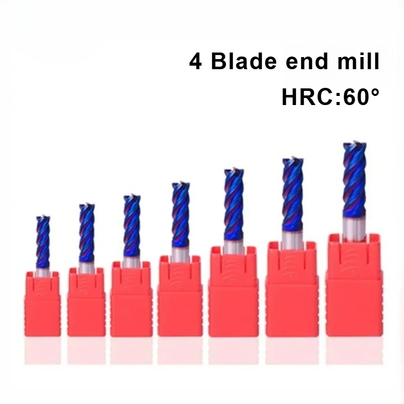 

NEW HRC60° 4 Flute end mill 1.5mm 1~20mm 6mm8mm 12mm collet lathe tool holder CNC carbide metal router bit milling cutter metall