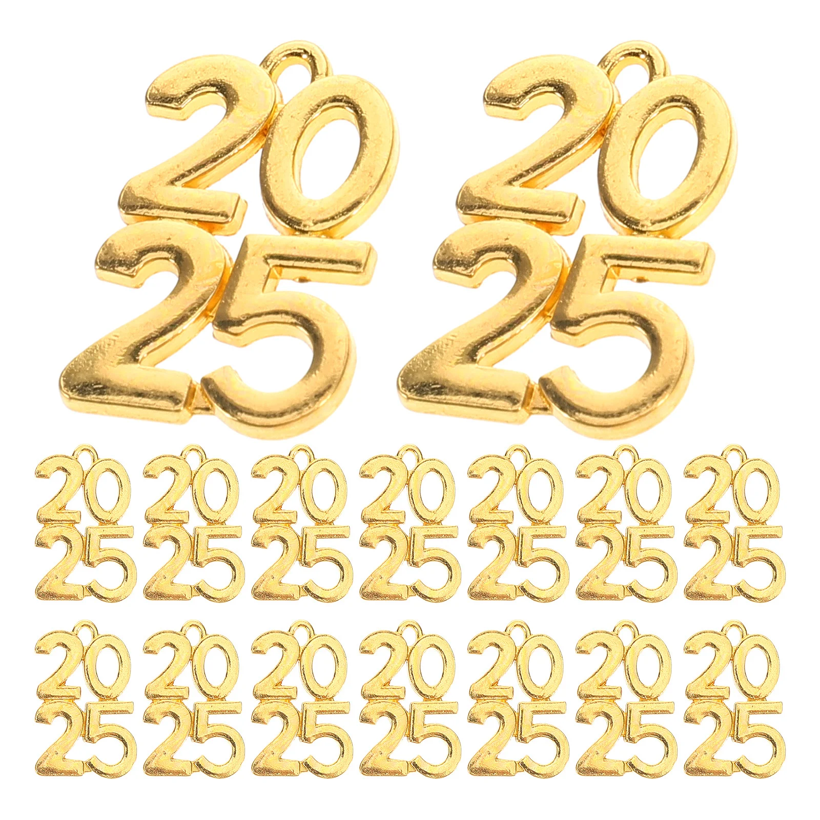 

25 шт. подвесок-шармов из сплава с цифрами 2025 года для рукоделия, изготовления украшений, ожерелий, браслетов, аксессуаров для выпускного, Новый год 2025