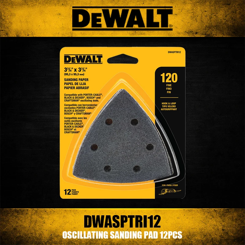 DEWALT DWASPTRI12 Oscillating Sanding Pad 12PCS Power Tool Accessory Kit For Oscillating Multi Tool Sanding Polishing Projects