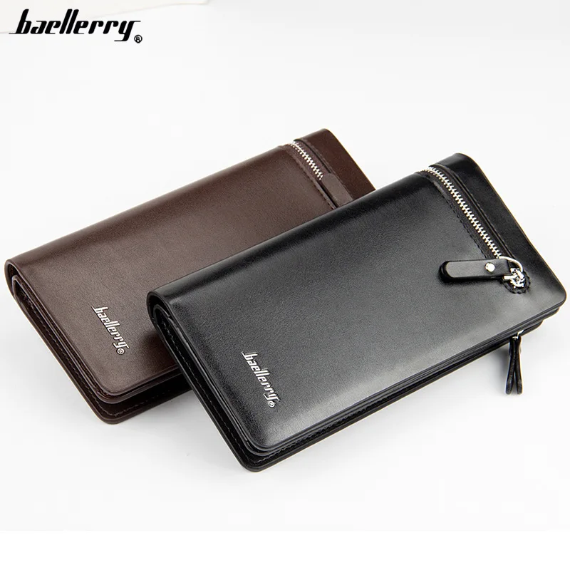 Baellerry Long Men's Business Wallet High Quality Soft PU Leather Handbag Zipper Phone Bag