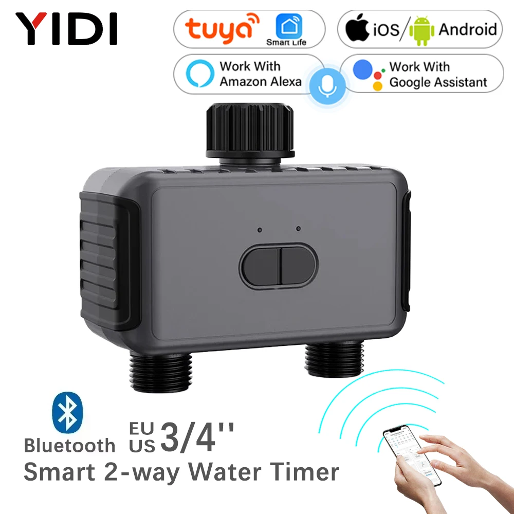 Smart Sprinkler Bluetooth 2-Way Water Timer Solenoid Valve, Wireless Remote Control Controller, work with Alexa Echo Google Home