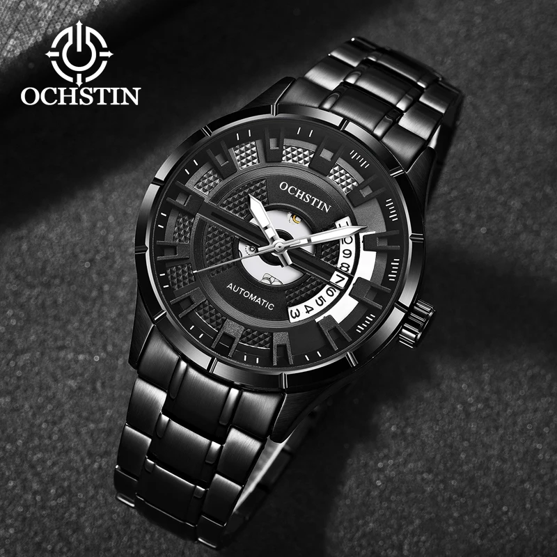 OCHSTIN 2023 New Hot Selling Waterproof Male Clock Luminous Hands Date Stainless Steel Mechanical Men Watch reloj hombre 62023A