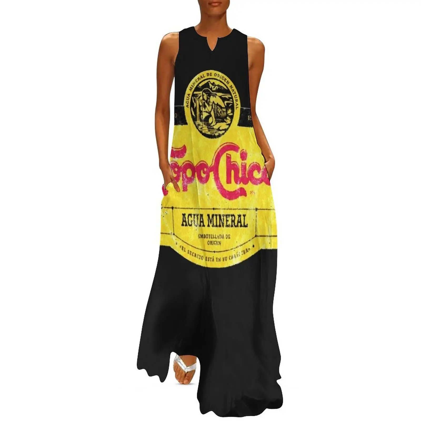 

Topo chico agua mineral worn and washed logo (sparkling mineral water) Long Dress dress women elegant luxury