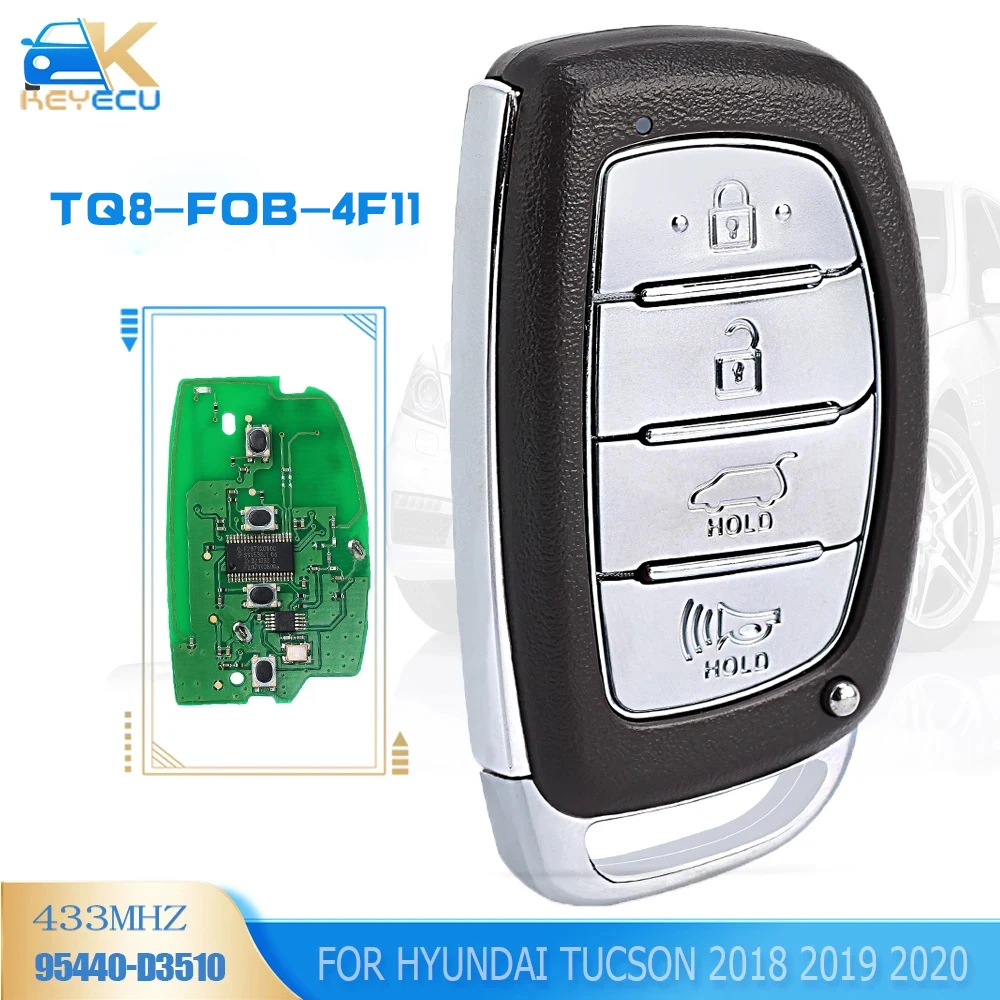 

KEYECU 95440-D3510 433,92 МГц ID47 4-кнопочный смартфон для Hyundai Tucson 2018 2019 2020 FCCID: дистанционный ключ-брелок от машины