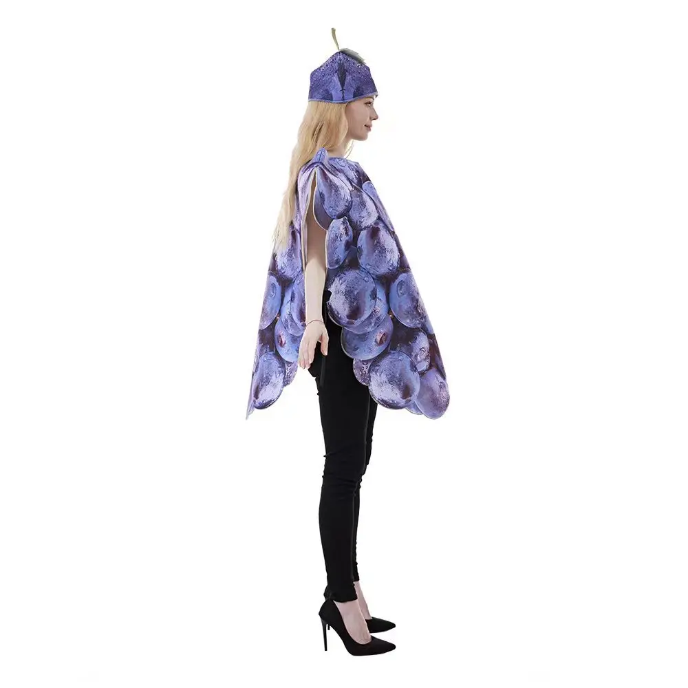 Realistic 3D Grape Fruit Funny Costume Set Loose Pullover Top Matching Grape Adult Carnival Halloween Themed Fancy Dress Party view 5