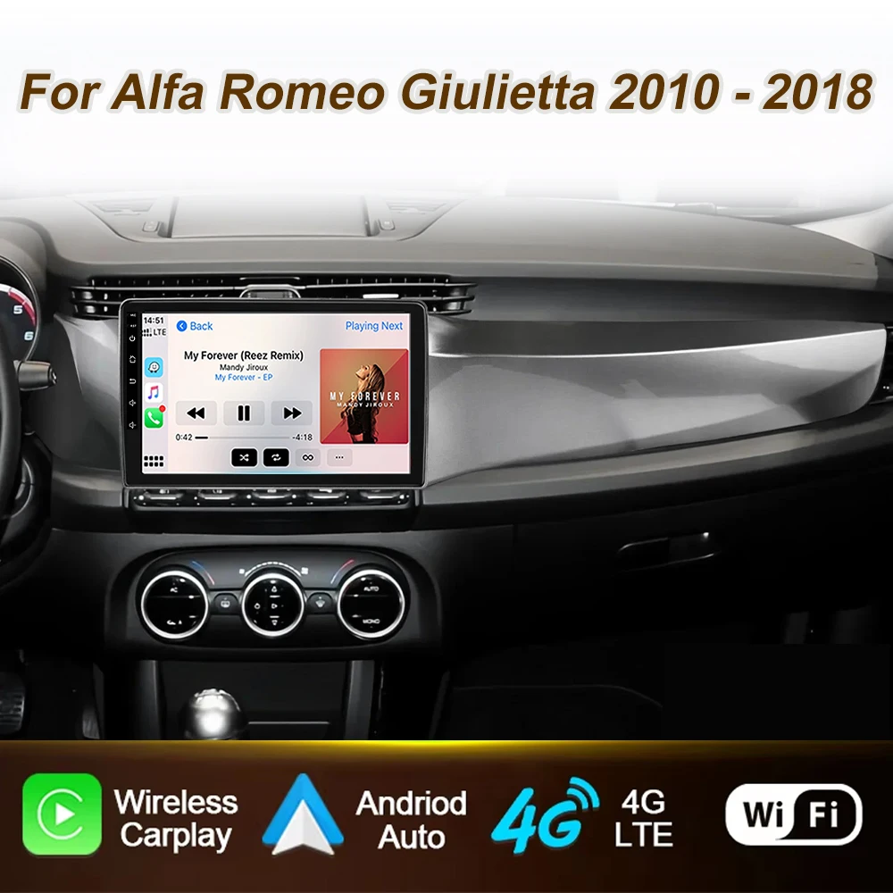 Radio de coche con Android Auto para Alfa Romeo Giulietta 2010-2018, pantalla inalámbrica Carplay, multimedia 2 Din, vídeo, 4G, WIFI, estéreo, GPS, BT