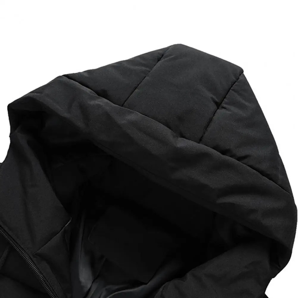 Men Winter Cotton Coat Thick Padded Windproof Warm Men Coat Hooded Zipper Pockets Casual Cozy Men Down Jacket