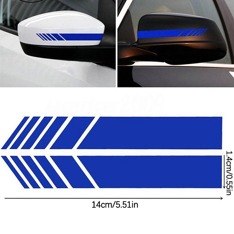 2 ชิ้น Universal Auto Car สติกเกอร์ไม่ซีดจางแฟชั่นสีรถสติกเกอร์ Racing แถบด้านหลังดูกระจกตกแต่งรูปลอก