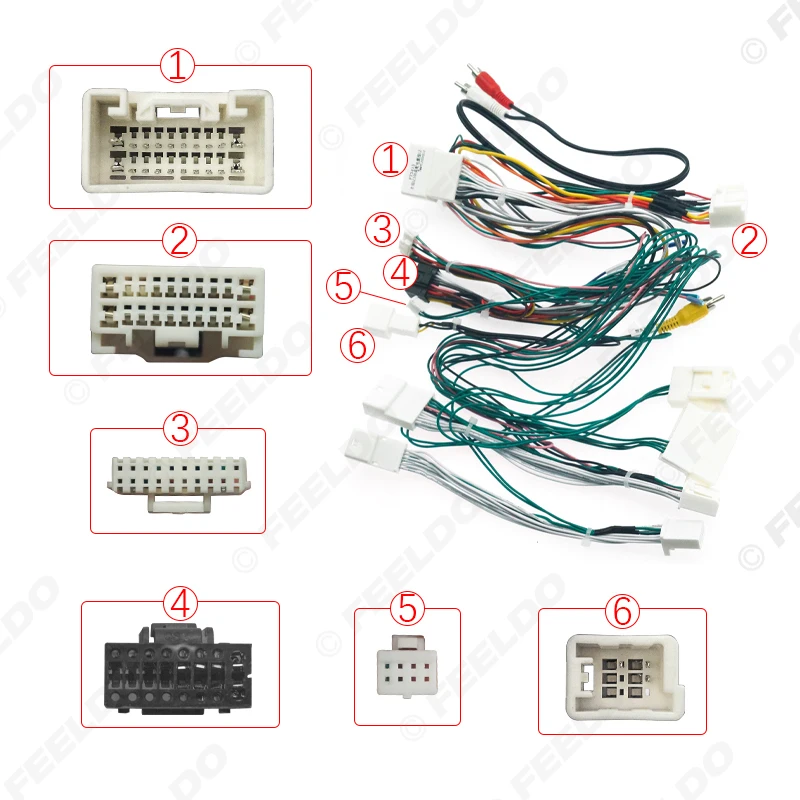 FEELDO Car 16Pin Power Wiring Harness Cable Adapter For For Lexus Lx470 Land Cruiser LC100 Install Aftermarket Android Stereo