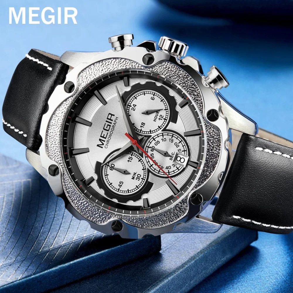 

Megir Chronograph Sport Watch For Men Military Quartz Wristwatch Luminous Waterproof New Relógios Masculino Frete Grátis Relogio