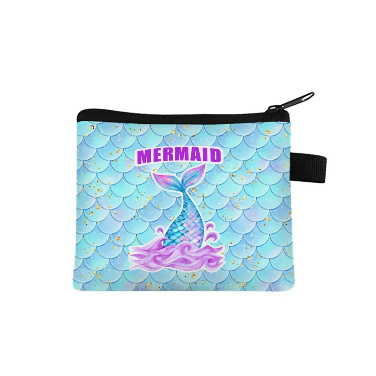 Mermaid Coin Purse Best Gifts for Boy/Girls 2D Flat Cartoon Cute Storage Bag with Zipper Closure for Children's Wallet