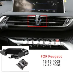 Gravity Car Mobile Phone Holder For Peugeot 4008 5008 2016-2019 Air Outlet Mount GPS Support Snap-on Stand Accessories