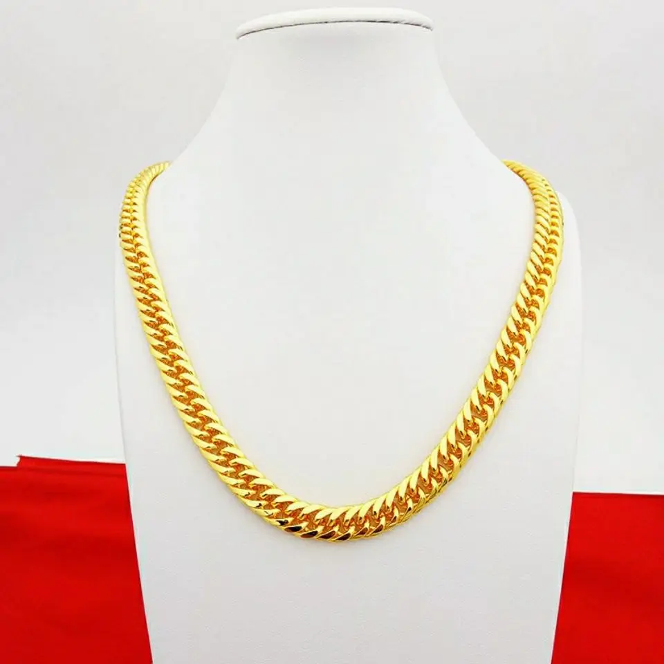 Simulatie 100% Pure 18K Gold Big Boss Ketting Heren Trendy Mannen Persoonlijkheid Ketting Dominante Dikke Bandjes Real gouden Sieraden