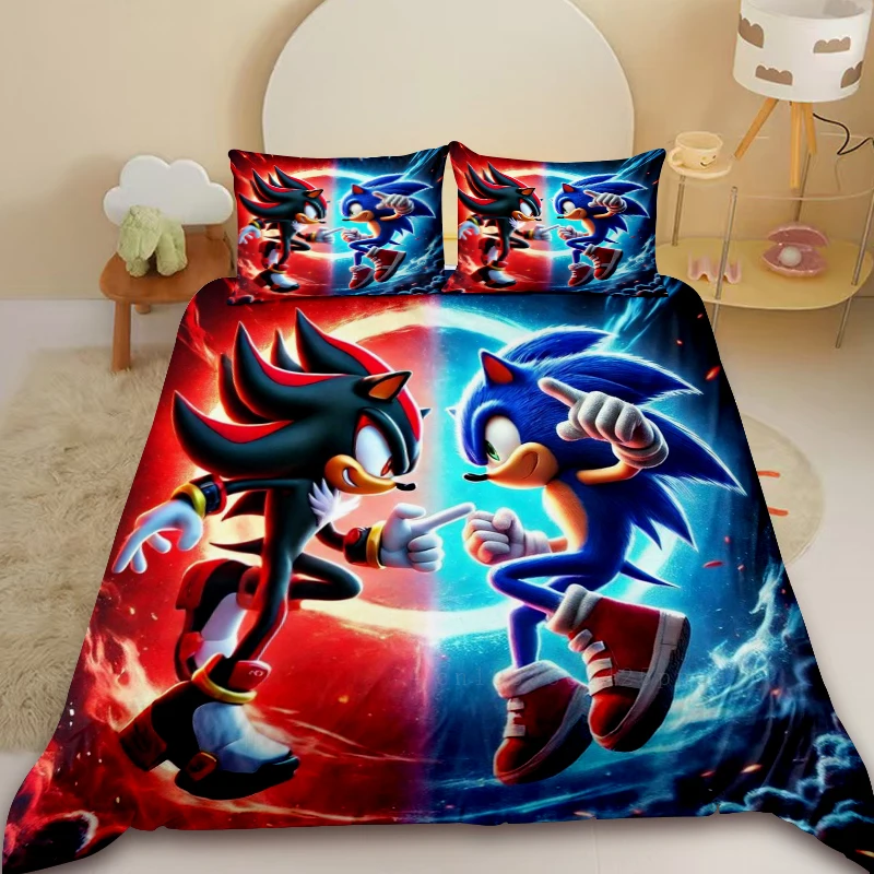 سونيك كول حاف مجموعة غطاء طقم سرير المعزي غطاء لغرفة النوم ديكور المنزل الأطفال المراهقين هدايا عيد ميلاد #3