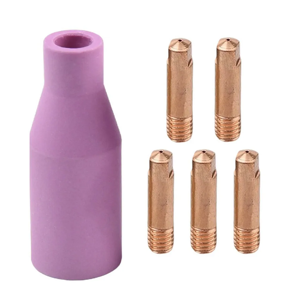 6PCS Welding Torch Gas Nozzle and Contact Tips Set for MIG MAG Torches Including For 15AK and MB15 Compatible Parts