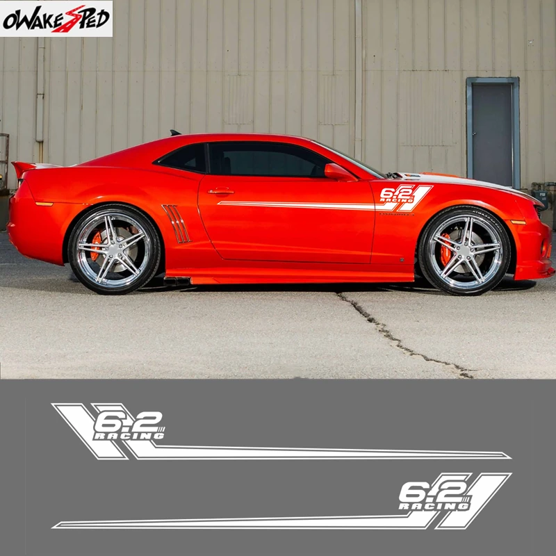 

2 шт. наклейка на боковую верхнюю полоску на дверь 6,2 гоночная линия талии наклейка на корпус для Chevrolet Camaro 2010-2022 SS LT RS LS ZL1 аксессуары