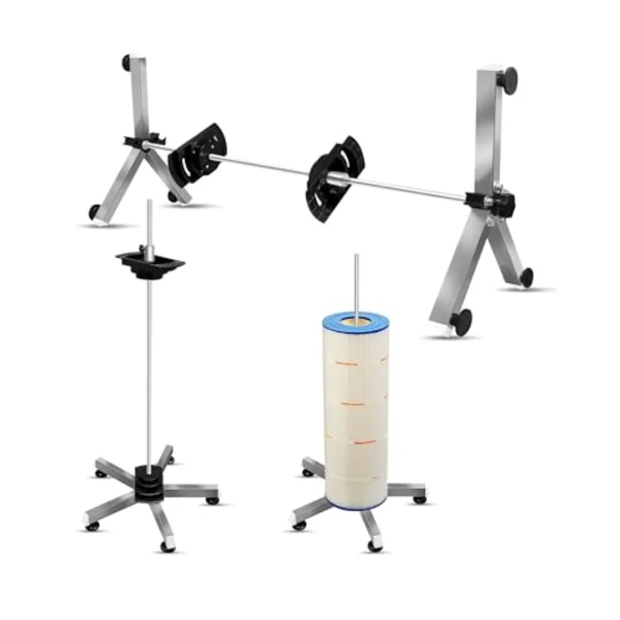 

Pool Filter Cleaning System and Cleaner Stand Solid Aluminum Shaft- Compatible with 3 4 and 6 Inch Filter Cartridges Dual Use S