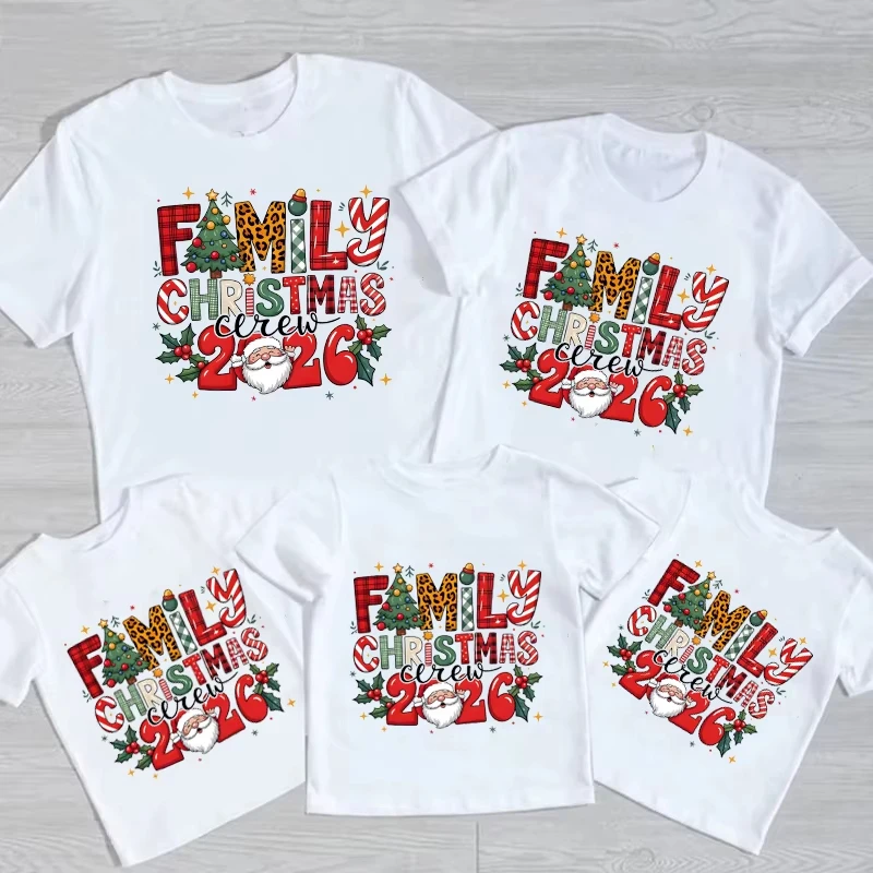 2026 New Hot Family Christmas 2026 Print Shirt Family All Together T-Shirt Christmas Party Tshirt Dad Mom Kids To