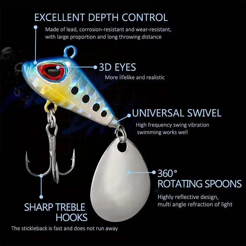5/6pcs Mini VIB With Spoon Fishing Lures 6g 10g 17g 25g 2cm Lure Fishing Tackle Pin Crankbait Vibration Spinner Sinking Bait