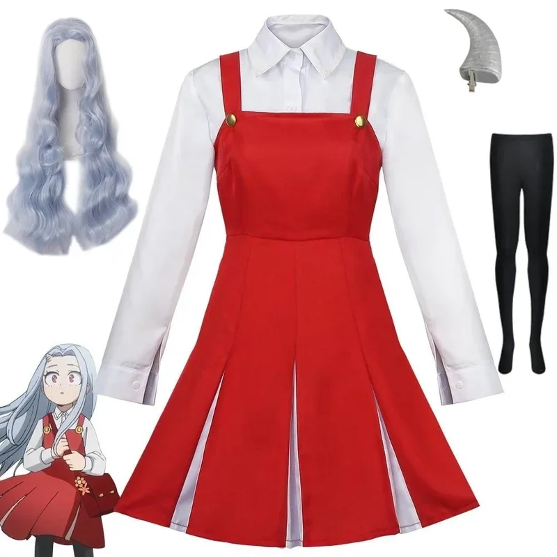 My Hero Academia Season 4 Eri Cosplay Costumes  Anime Role Play Suit Cute Dress Halloween Role Play Wig Horn socks Full Sets