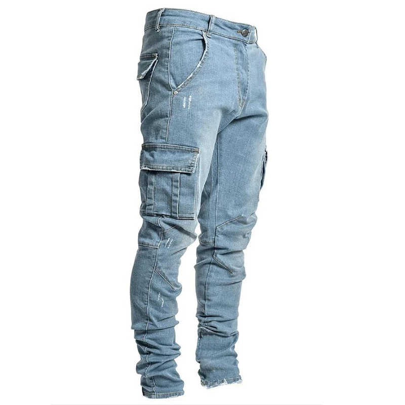 

High Quality 2023 Fashion Europe And America Classic Washed Jeans Casual Men's Stretch Overalls Blue Skinny Denim Pants Thick