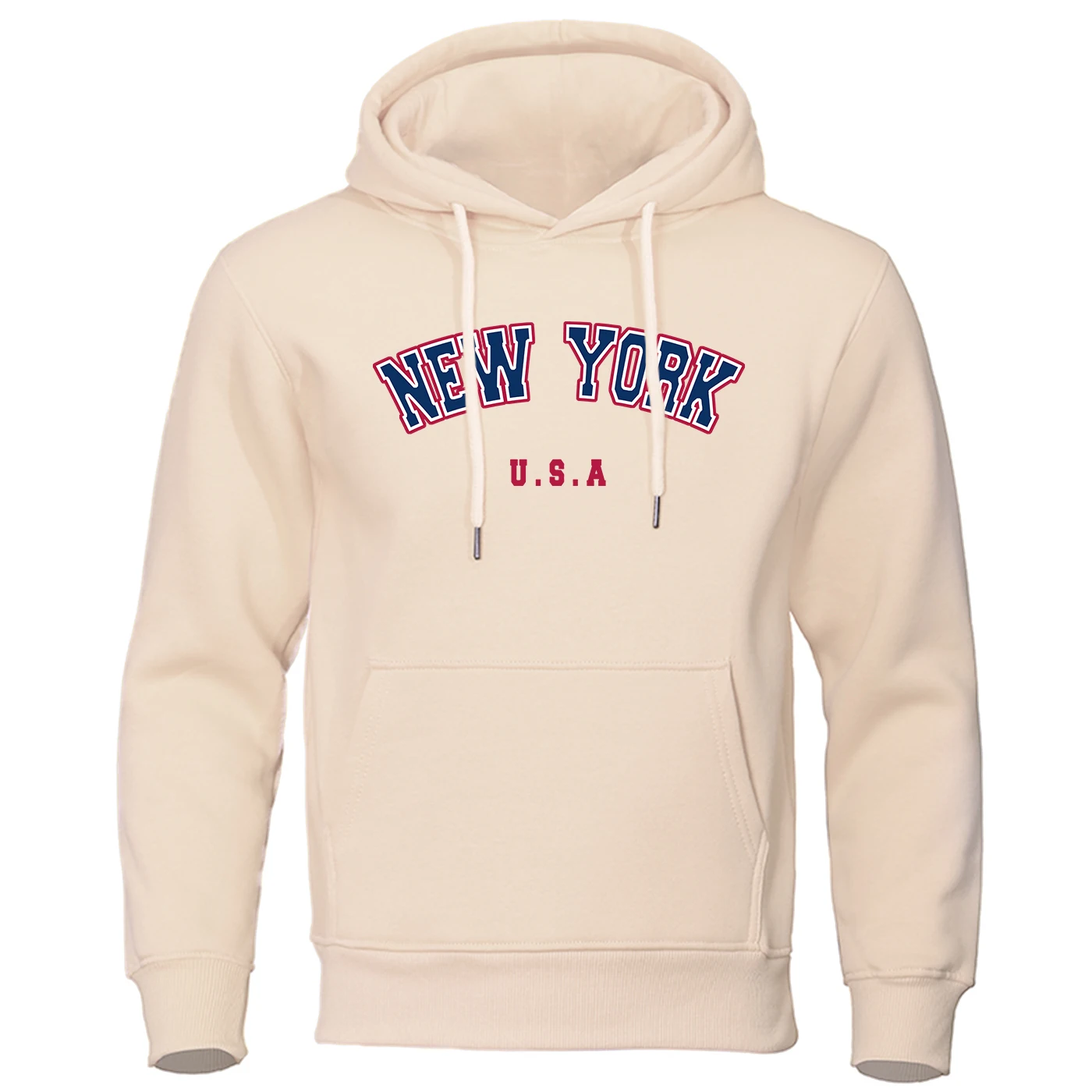 

New York Usa Letter Printing Hoodie Male Autumn Warm Comfortable Hoody Basic Versatile Clothes Fashion Casual Round Neck Hooded