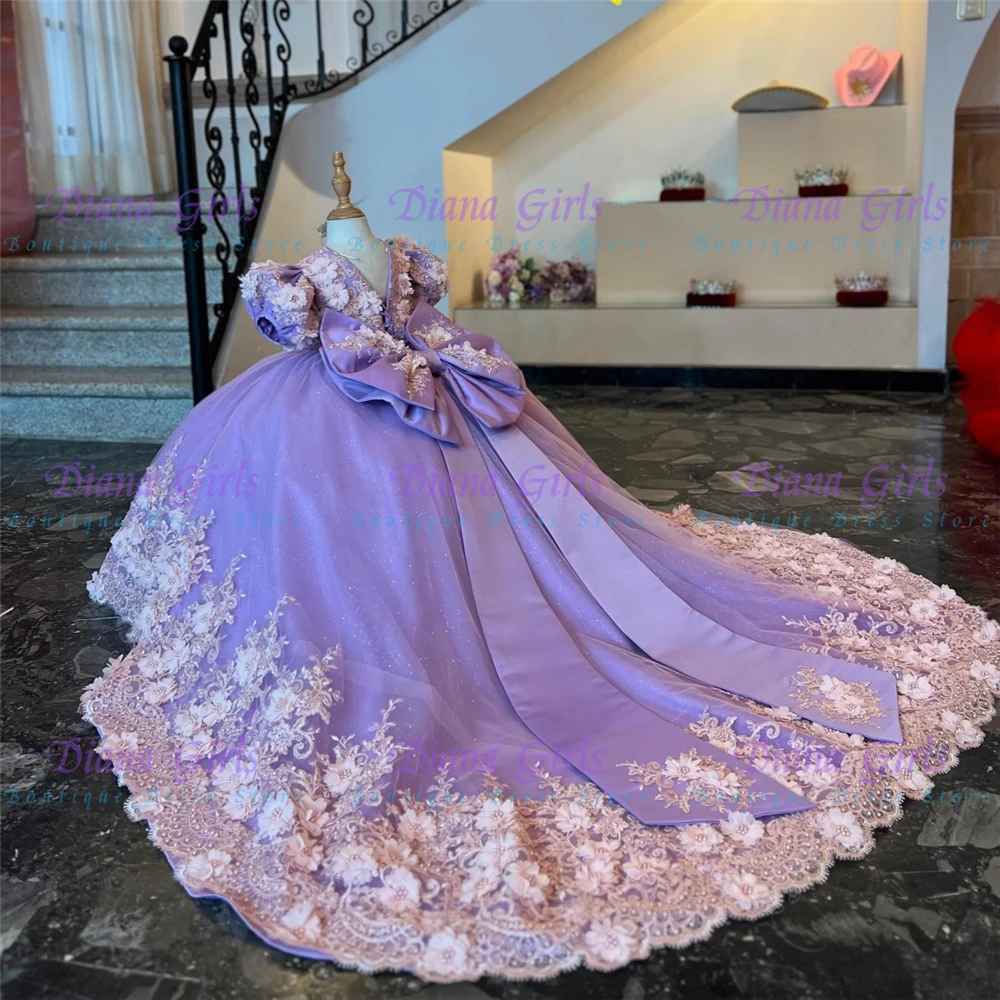 Luxury Quality Flower Girl Dress Tulle Fluffy For Wedding Little Princess Exquisite Appliques Kids Birthday Party Evening Gowns